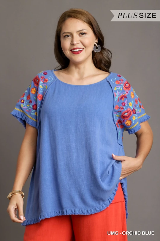 Sarah Embroidered Curvy Top