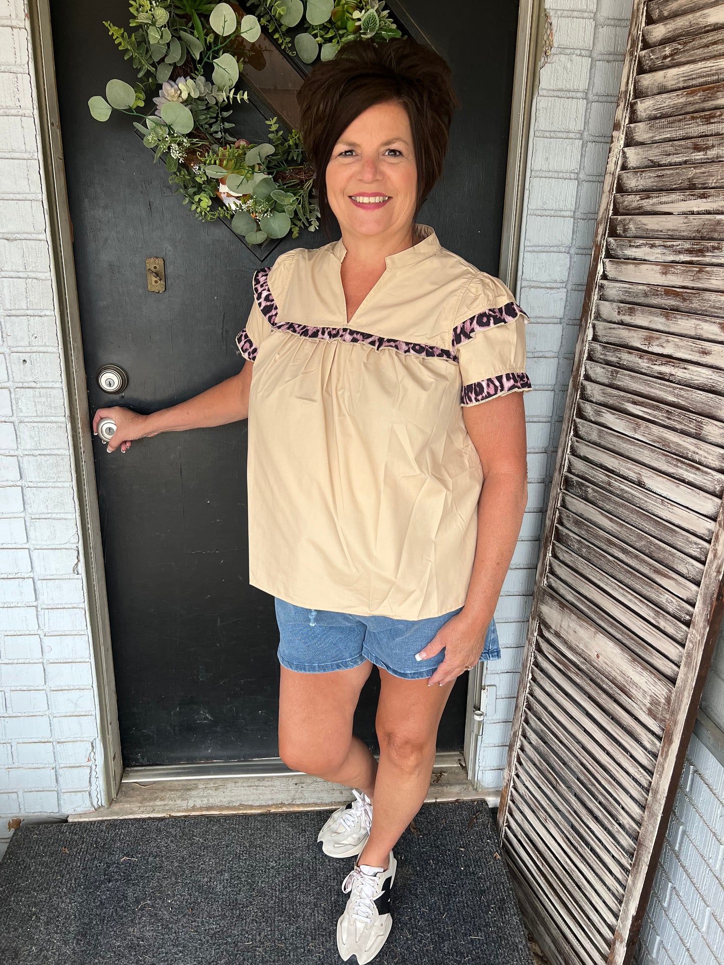 Amy Ruffled Leopard Blouse