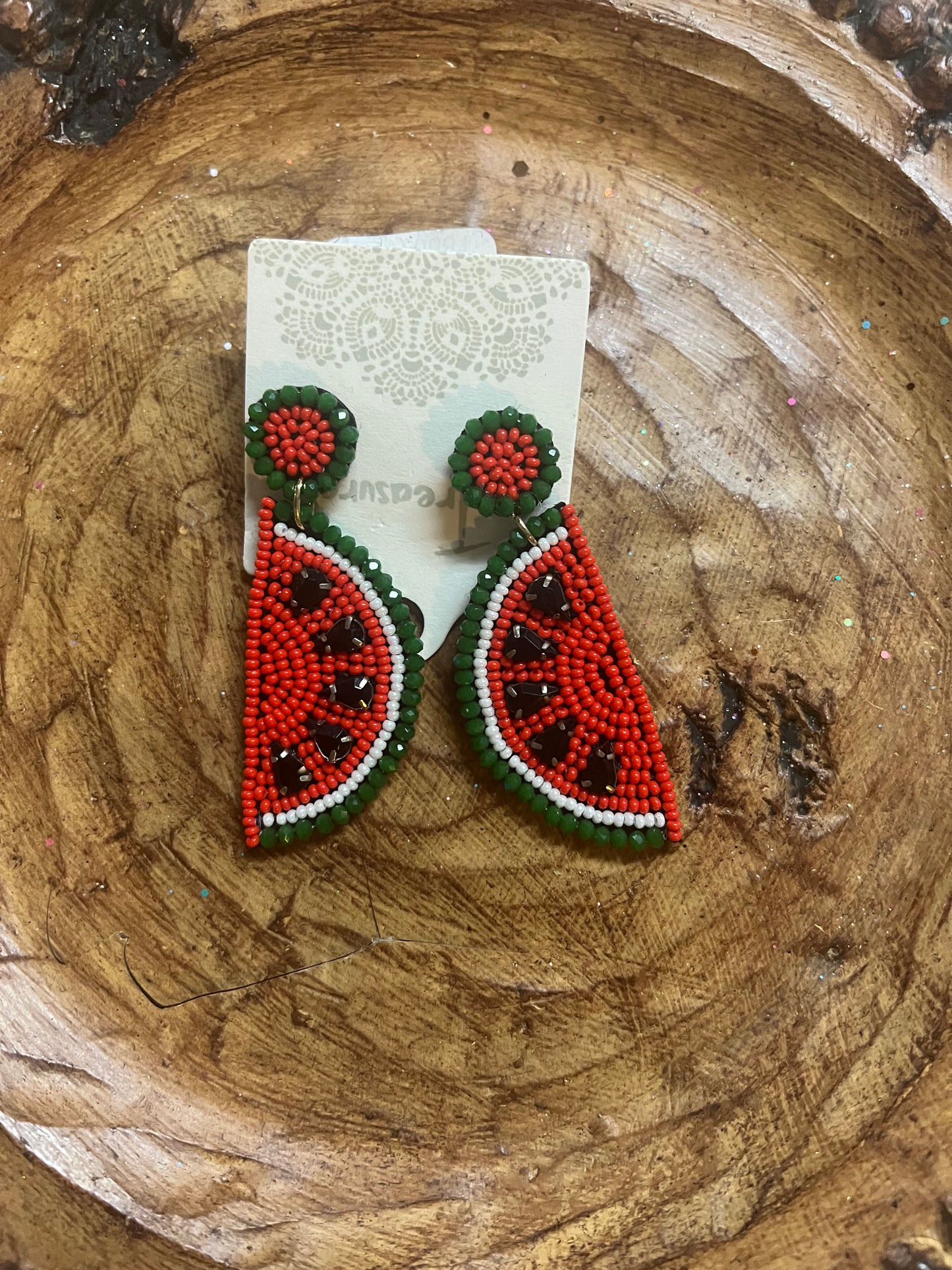 Watermelon Beaded Earrings