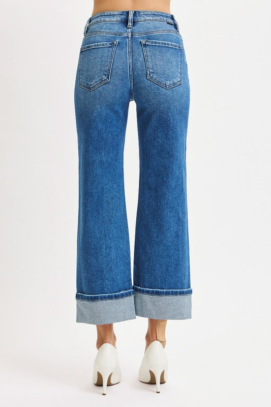 Alexia Mid Rise Cuffed Crop Denim Jeans