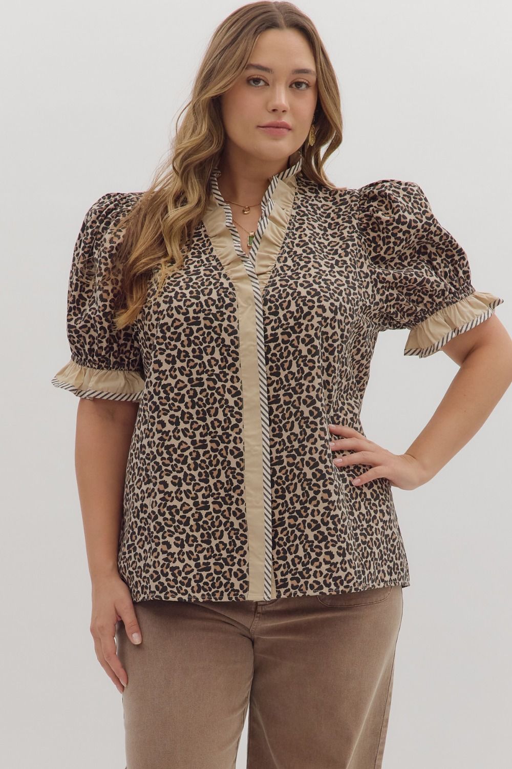 Loretta Leopard Print Ruffle Top