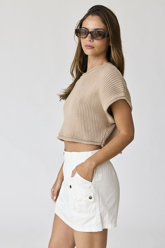 Haylee Cropped Ribbed Knit Top
