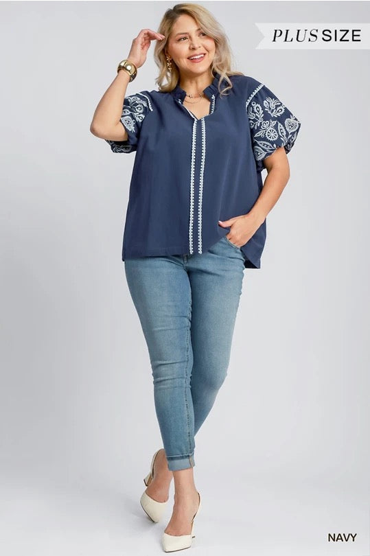 Jillian Embroidered Curvy Top