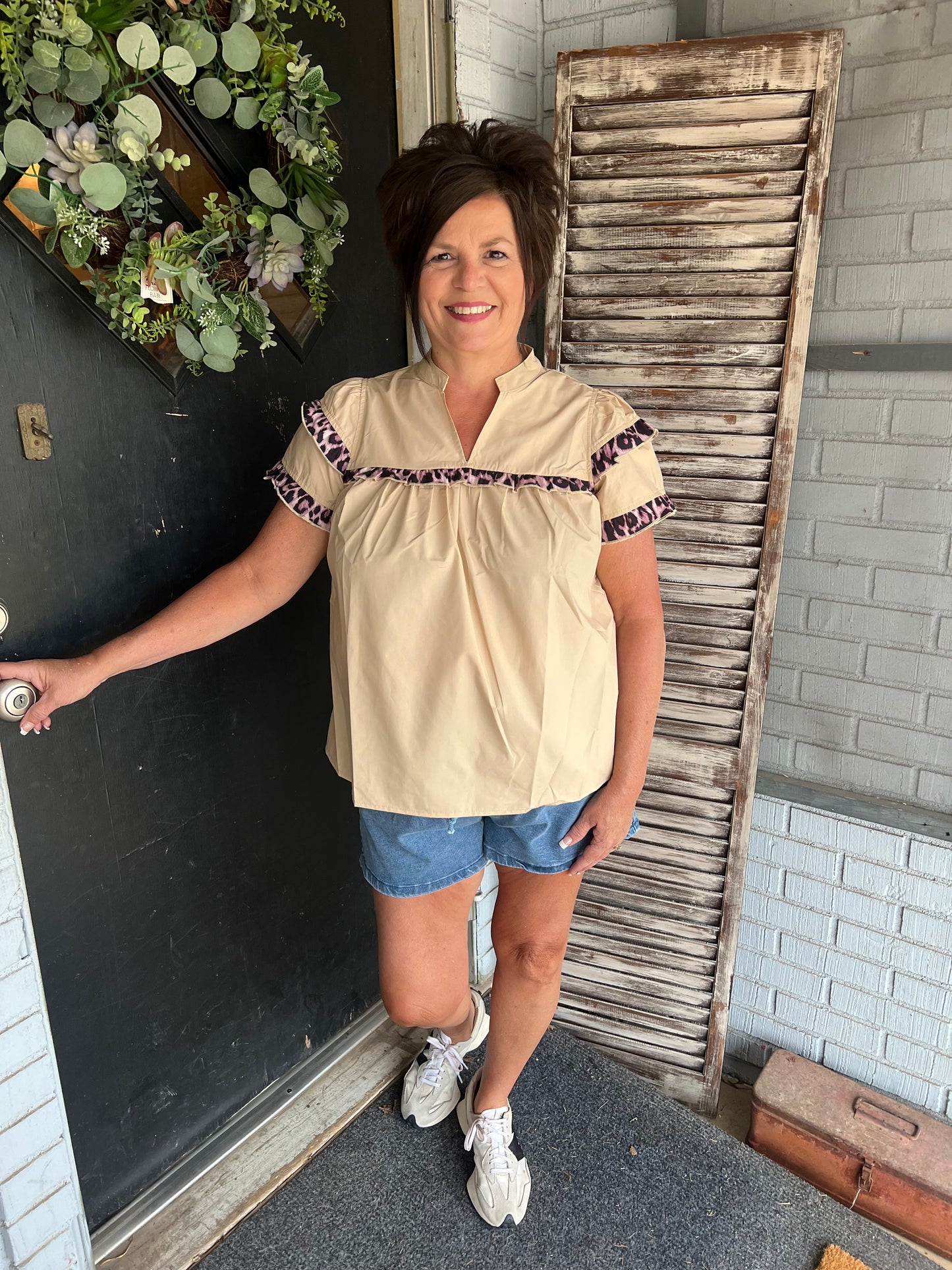 Amy Ruffled Leopard Blouse