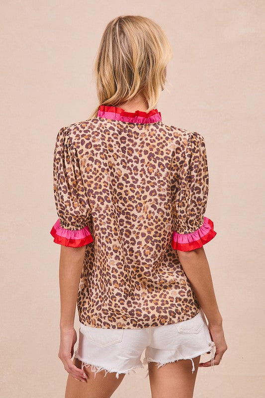 Lana Leopard Ruffled Blouse