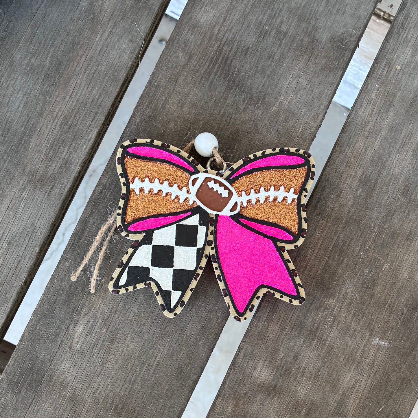 Pink Bow Football Freshie