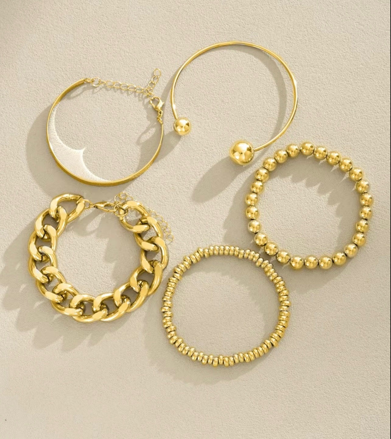 5 Piece Charm and Cuff Bracelet Set