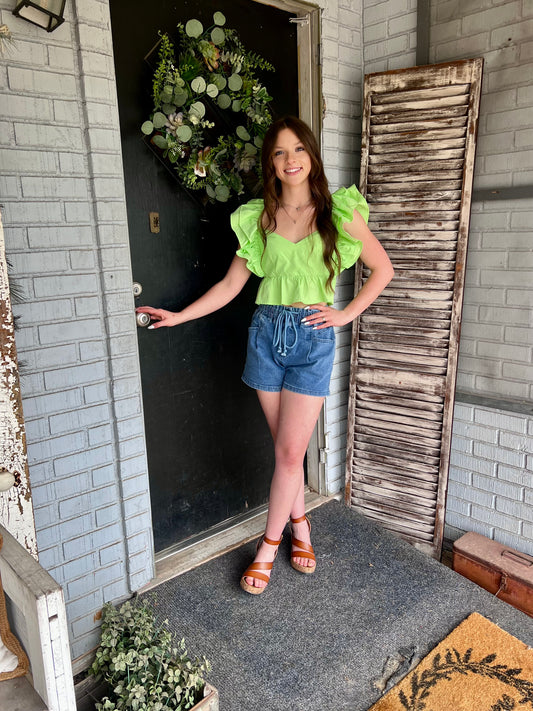 Sophie Cropped Double Ruffle Top