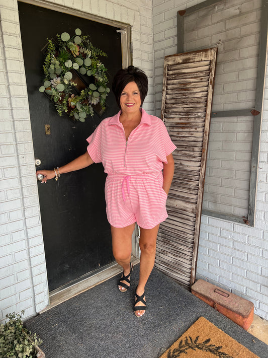 Mackenzi Knitted Striped Romper