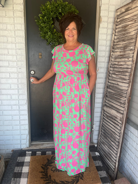 Amanda Floral Curvy Maxi Dress