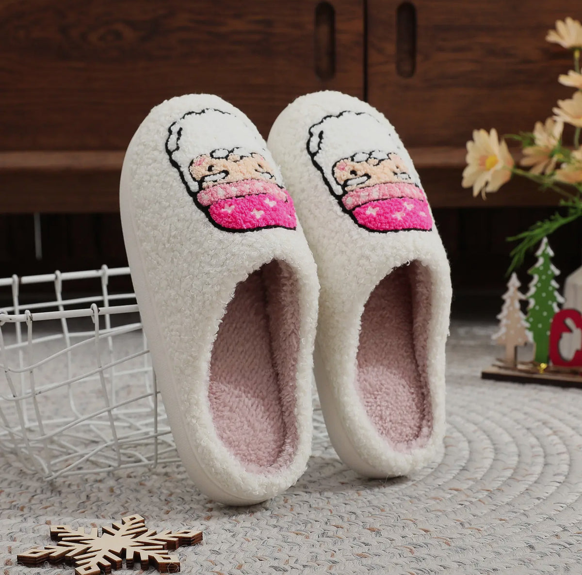 Pink Santa Slippers