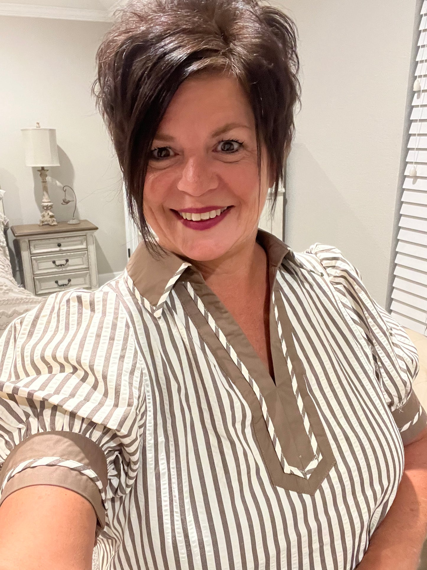 Striped Puff Sleeve Blouse