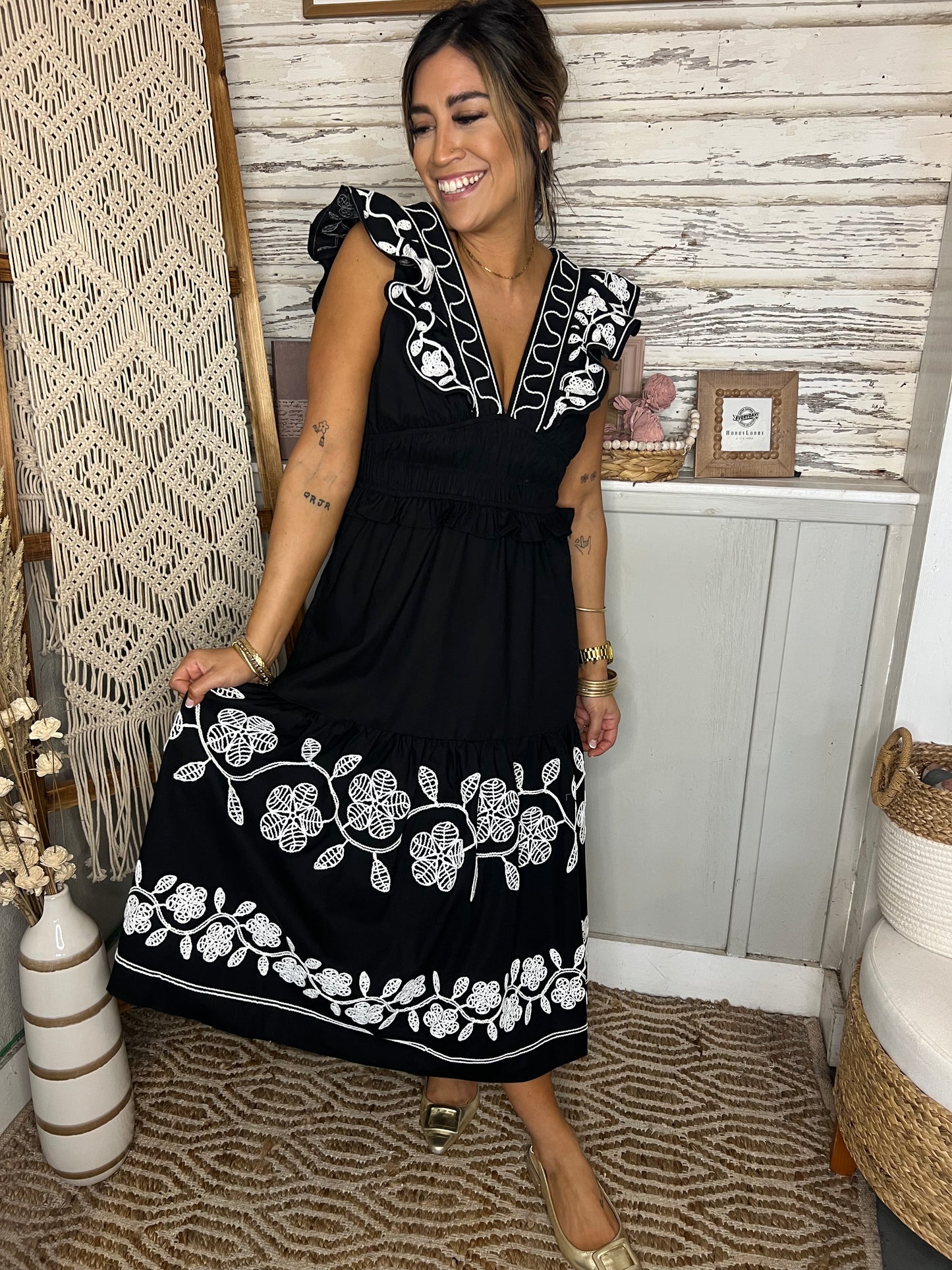 Natalia Embroidered Midi Dress