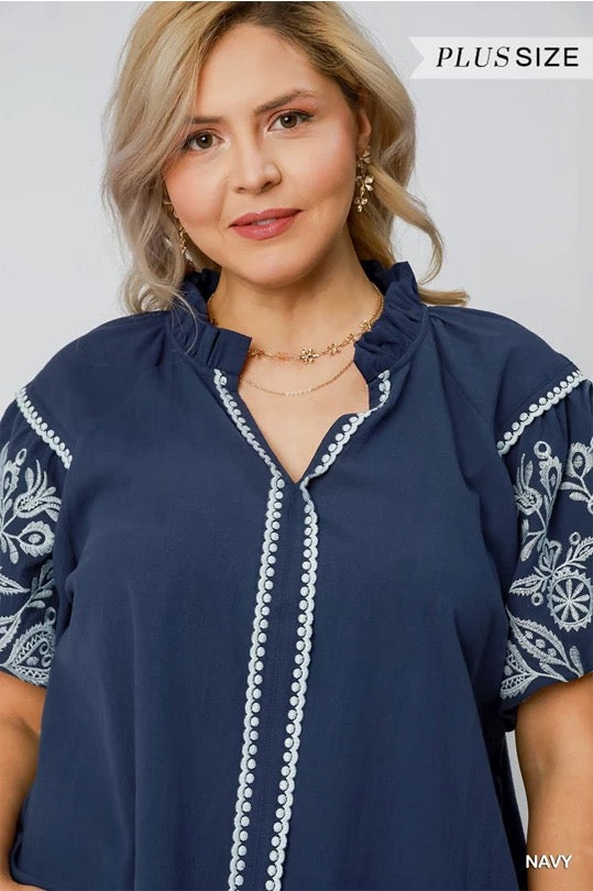 Jillian Embroidered Curvy Top