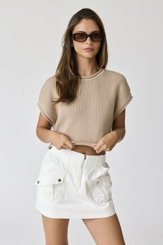 Haylee Cropped Ribbed Knit Top