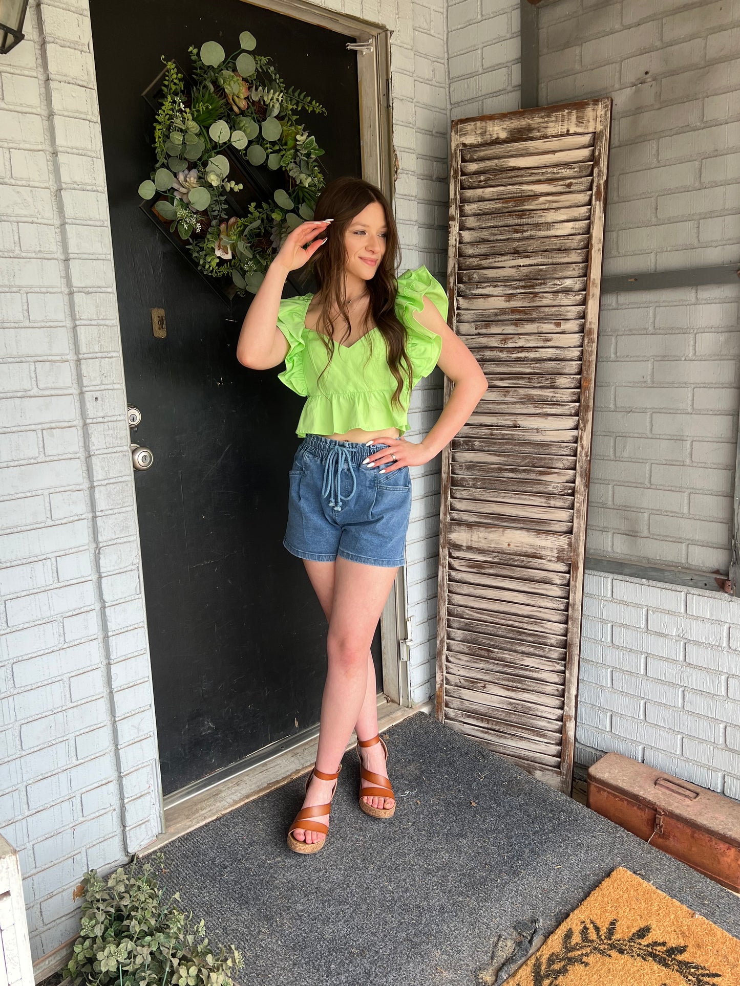Sophie Cropped Double Ruffle Top
