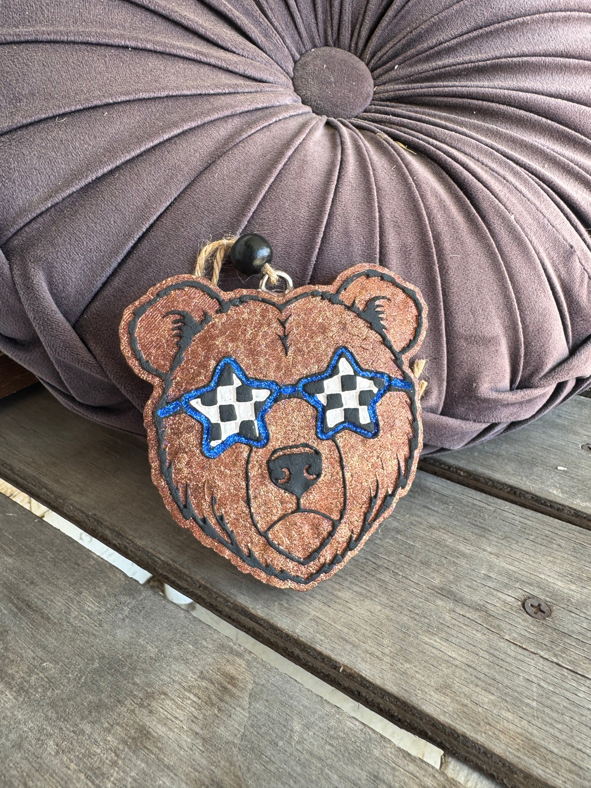 Bear Checkered Glasses Freshie