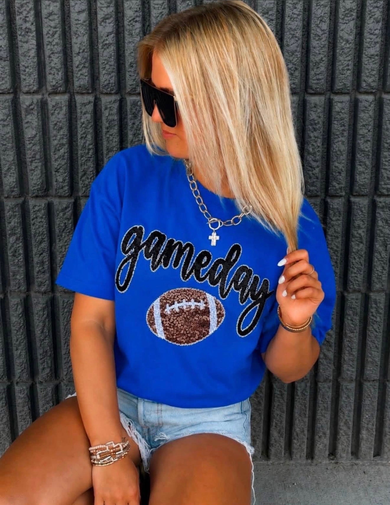 Gameday Sparkle Patchwork Tee