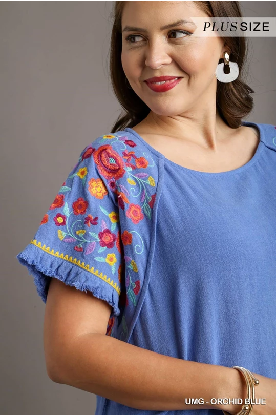 Sarah Embroidered Curvy Top