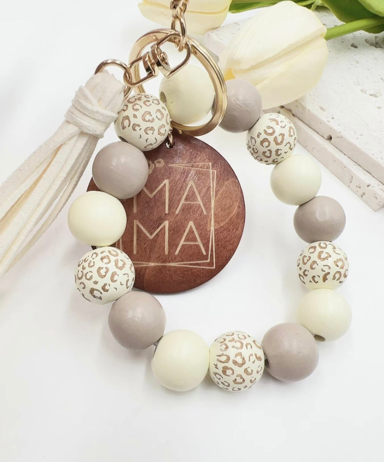 Woodbeaded Mama Wristlet