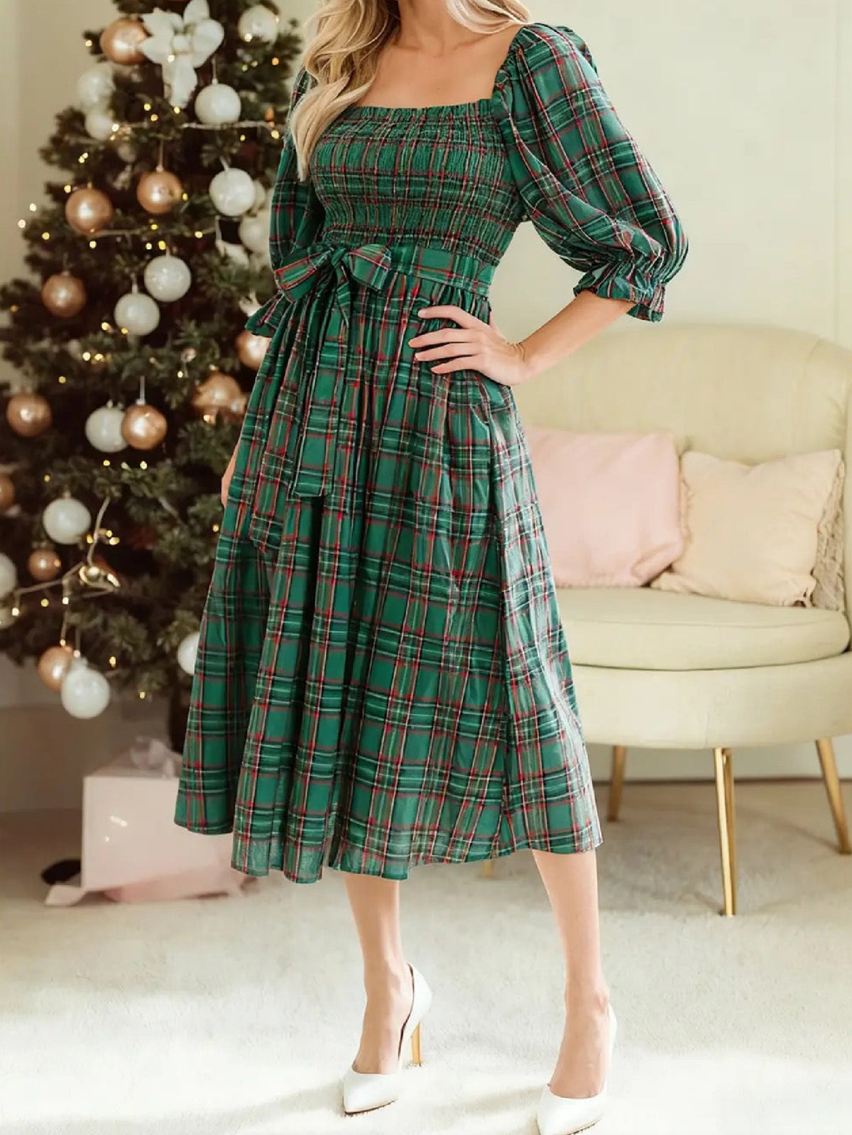 Ivy Green Plaid Christmas Dress