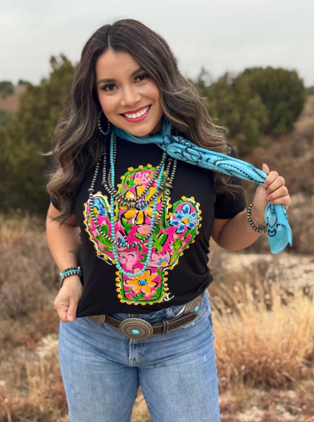 Pink Floral Cactus Tee