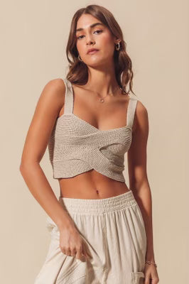 Knit Criss Cross Sweater Crop Top