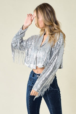 Parton Sequin Cropped Blazer