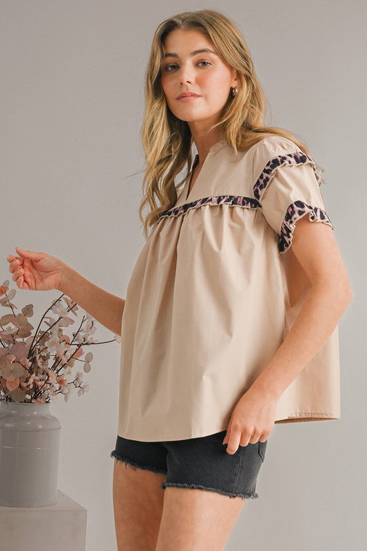 Amy Ruffled Leopard Blouse