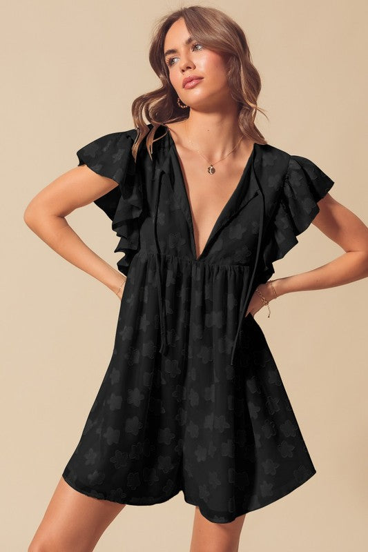 Floras Floral Flutter Sleeve Romper