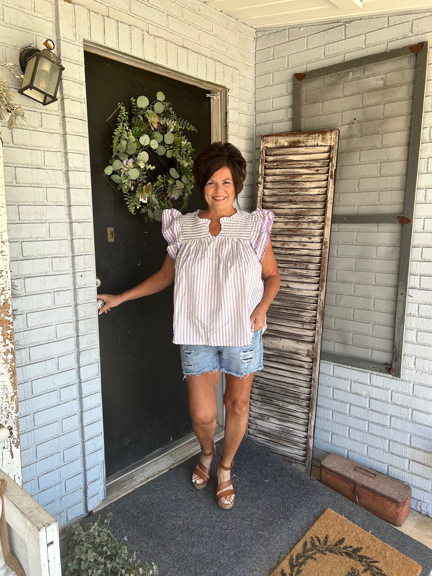 Lillian Striped Curvy Blouse