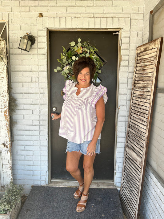 Lillian Striped Curvy Blouse