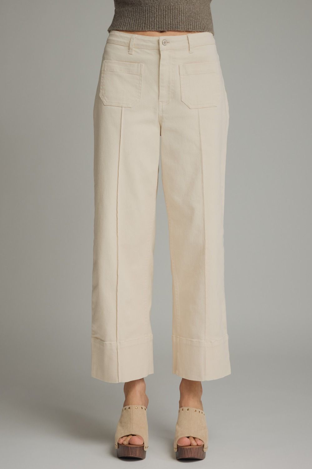 Braylen Cropped High Waisted White Jeans