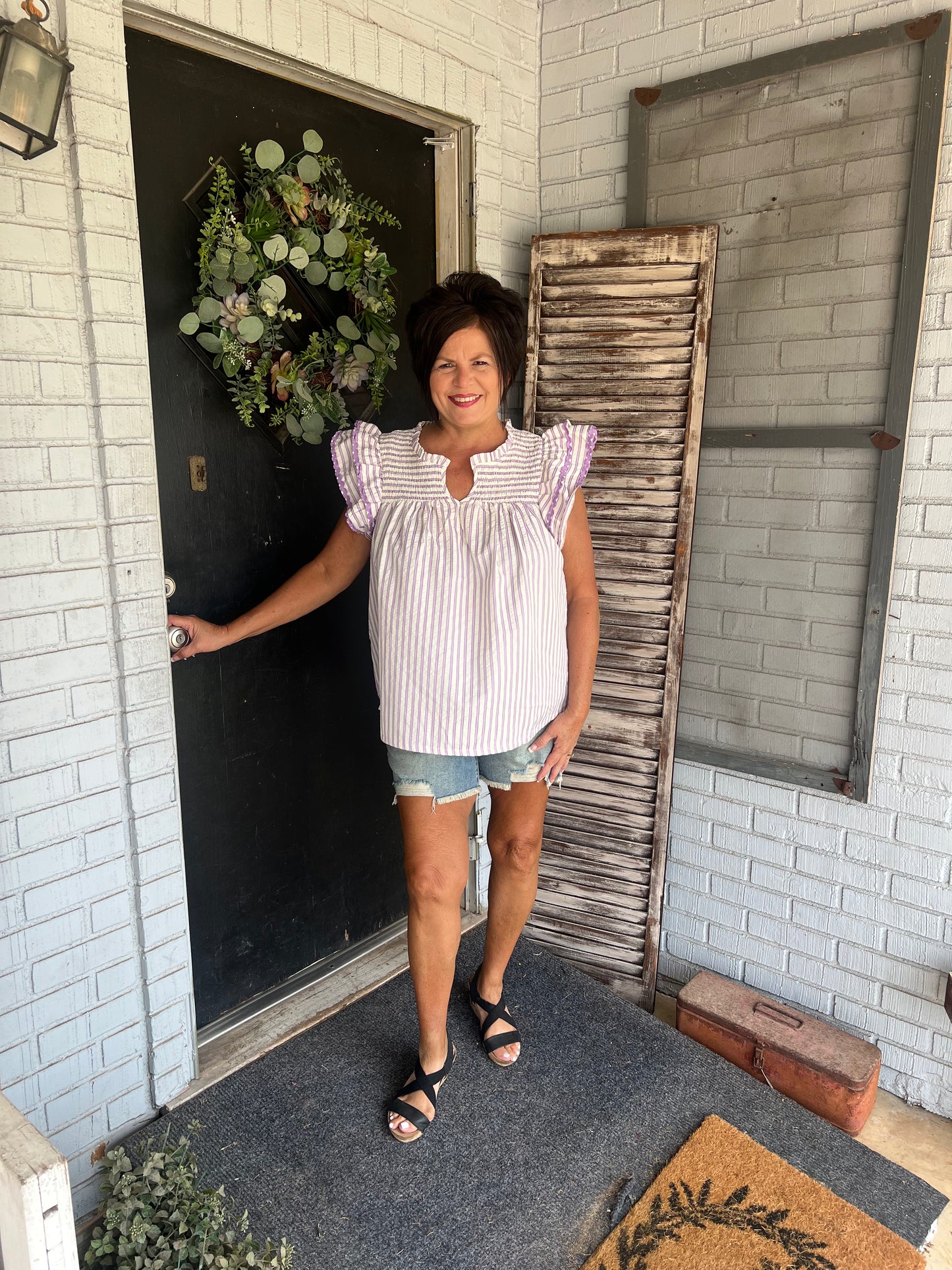 Lillian Striped Curvy Blouse