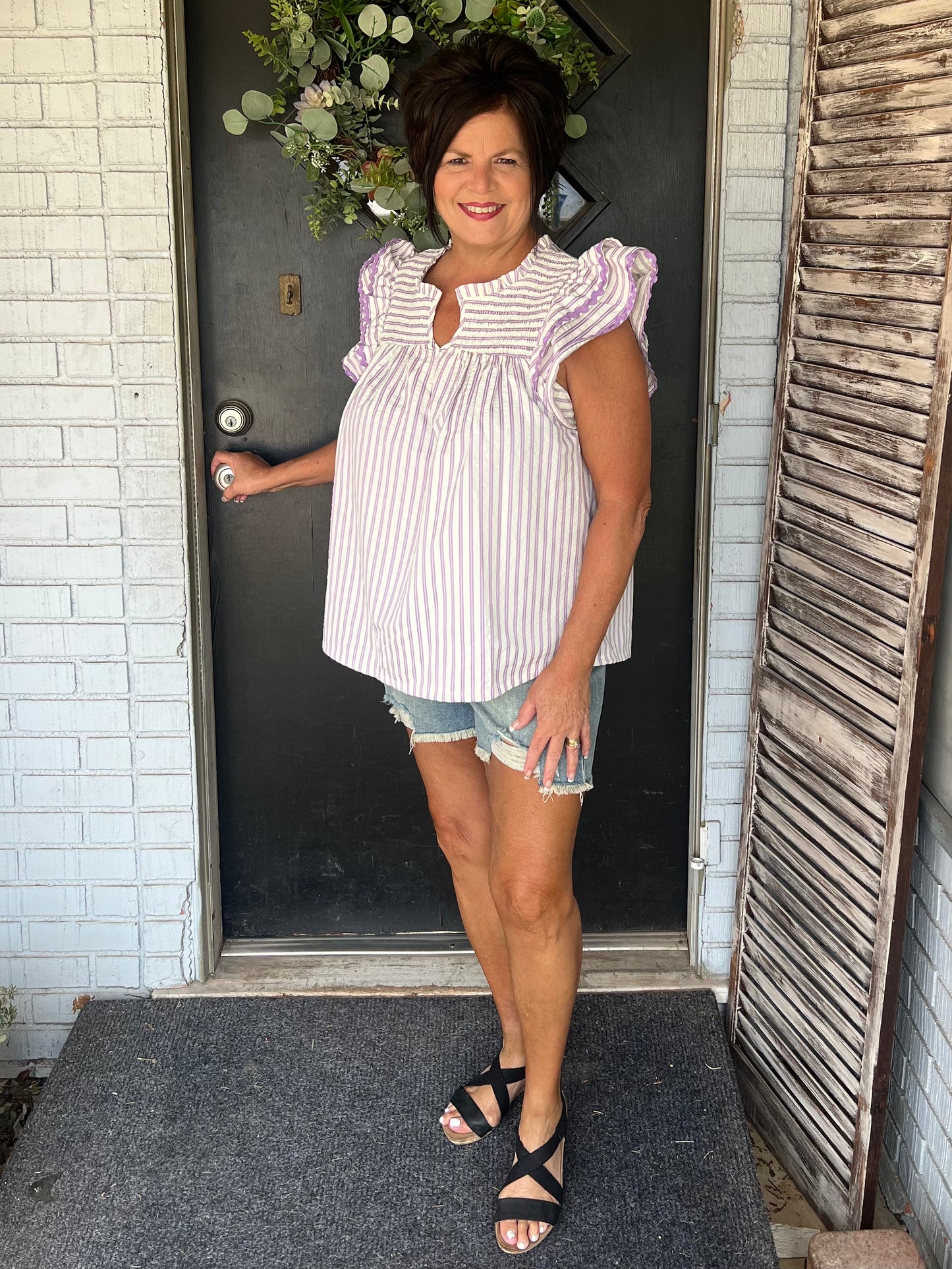 Lillian Striped Curvy Blouse
