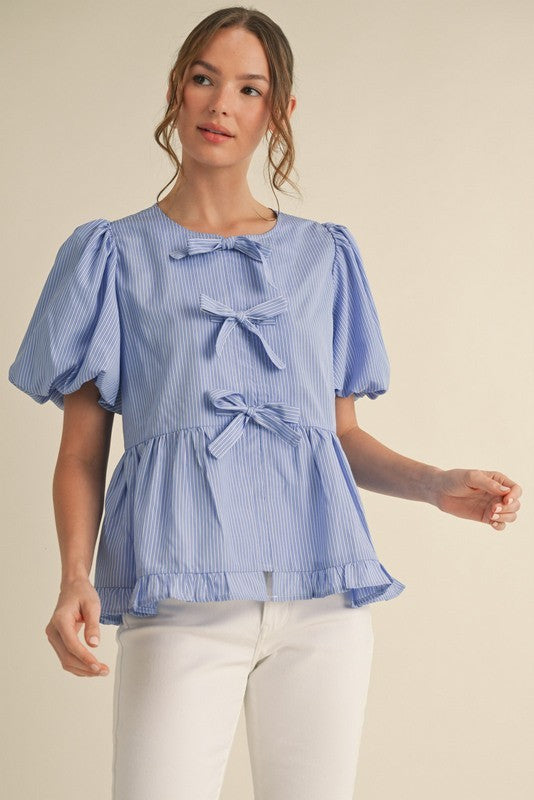 Bailey Peplum Bow Top