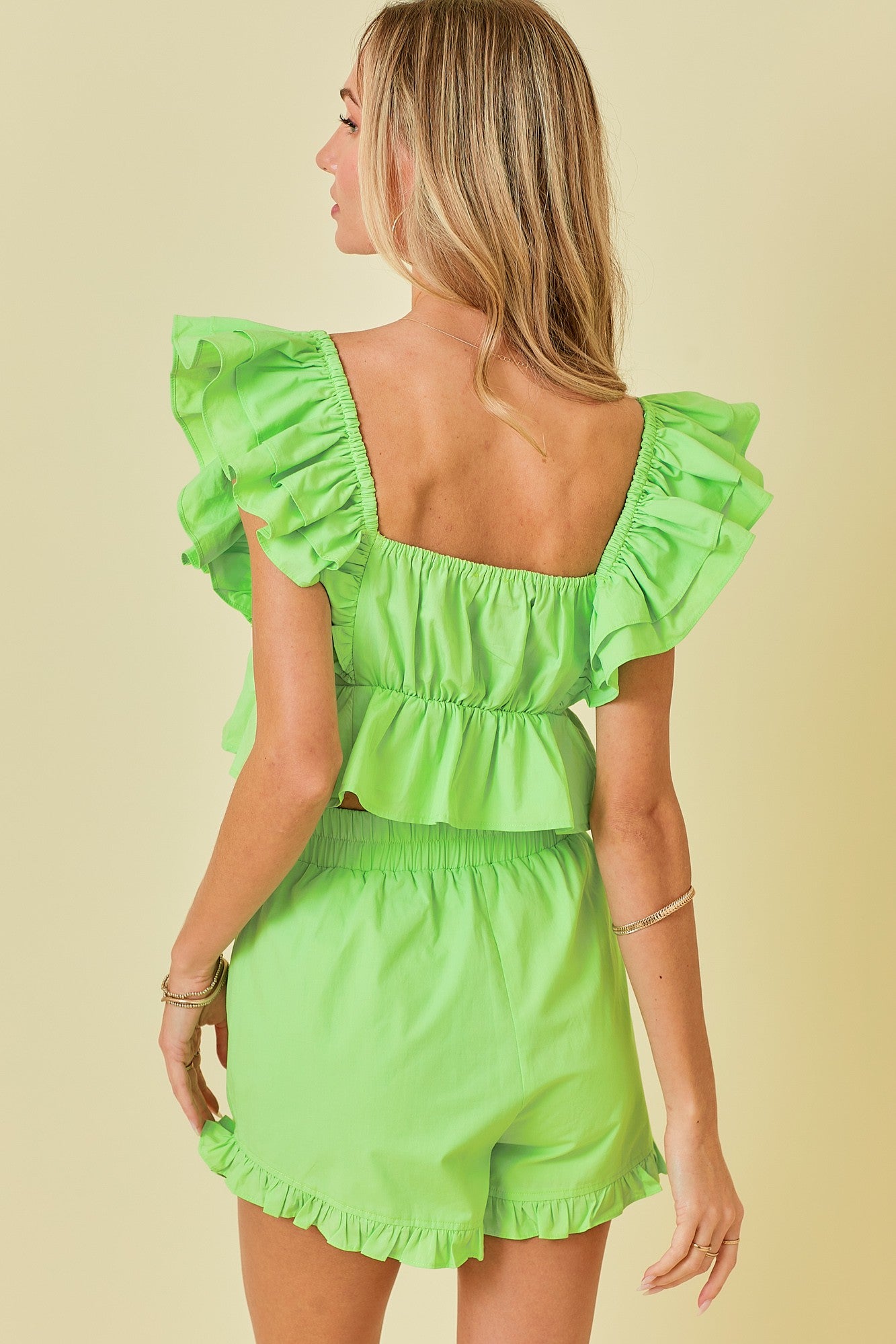 Sophie Cropped Double Ruffle Top