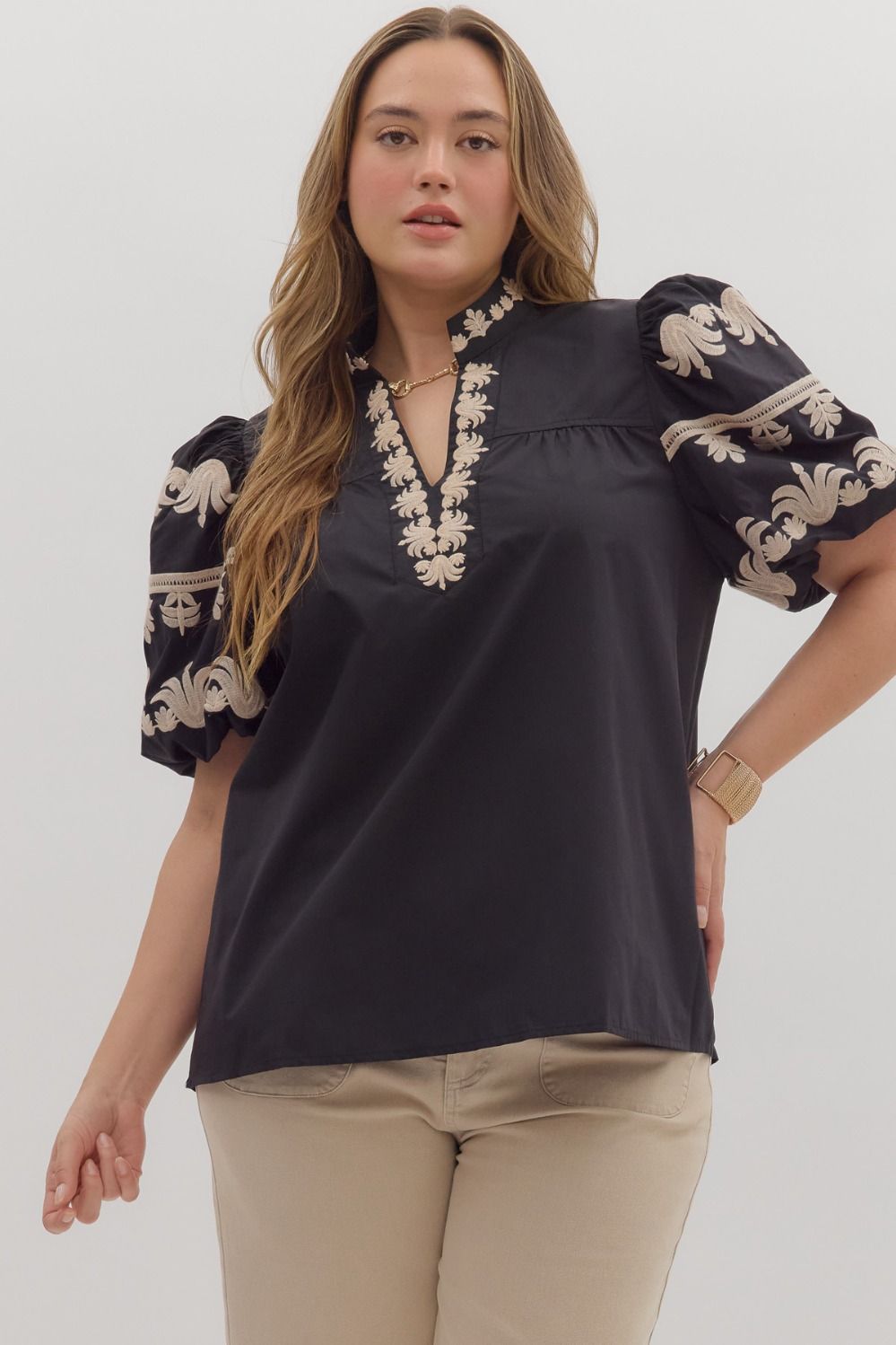 Jasmine Embroidered Curvy Top