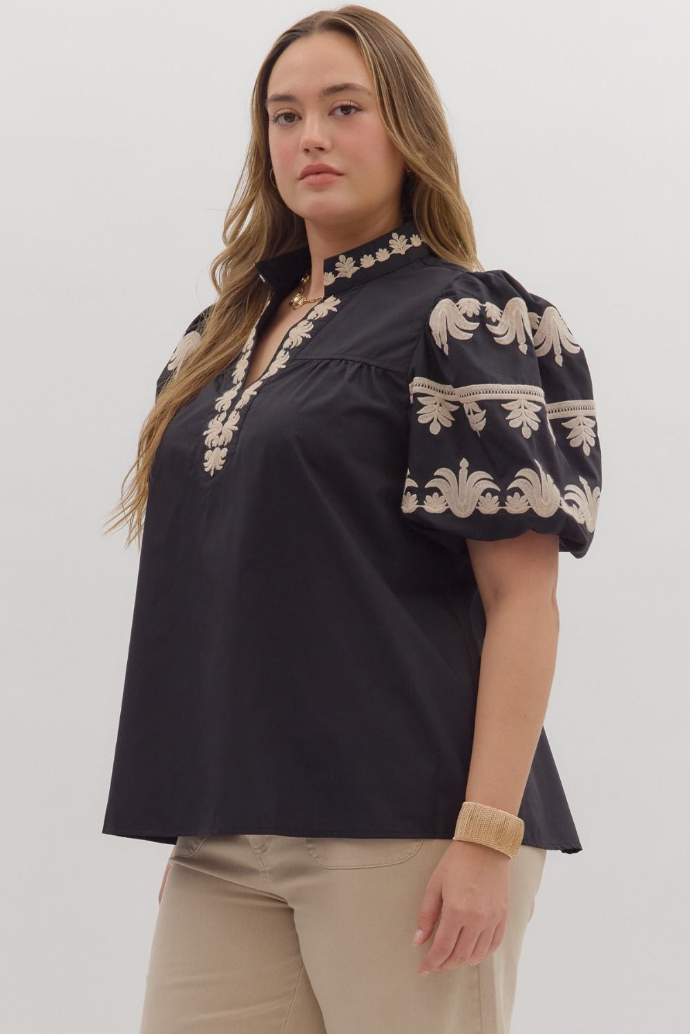 Jasmine Embroidered Curvy Top
