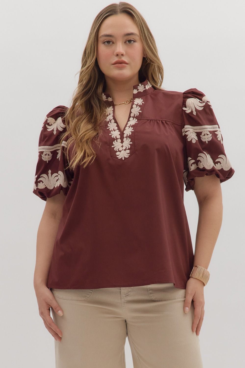Jasmine Embroidered Curvy Top