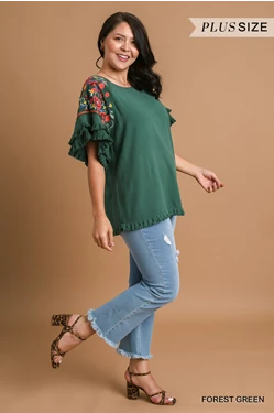 Sarah Embroidered Curvy Top