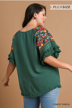Sarah Embroidered Curvy Top