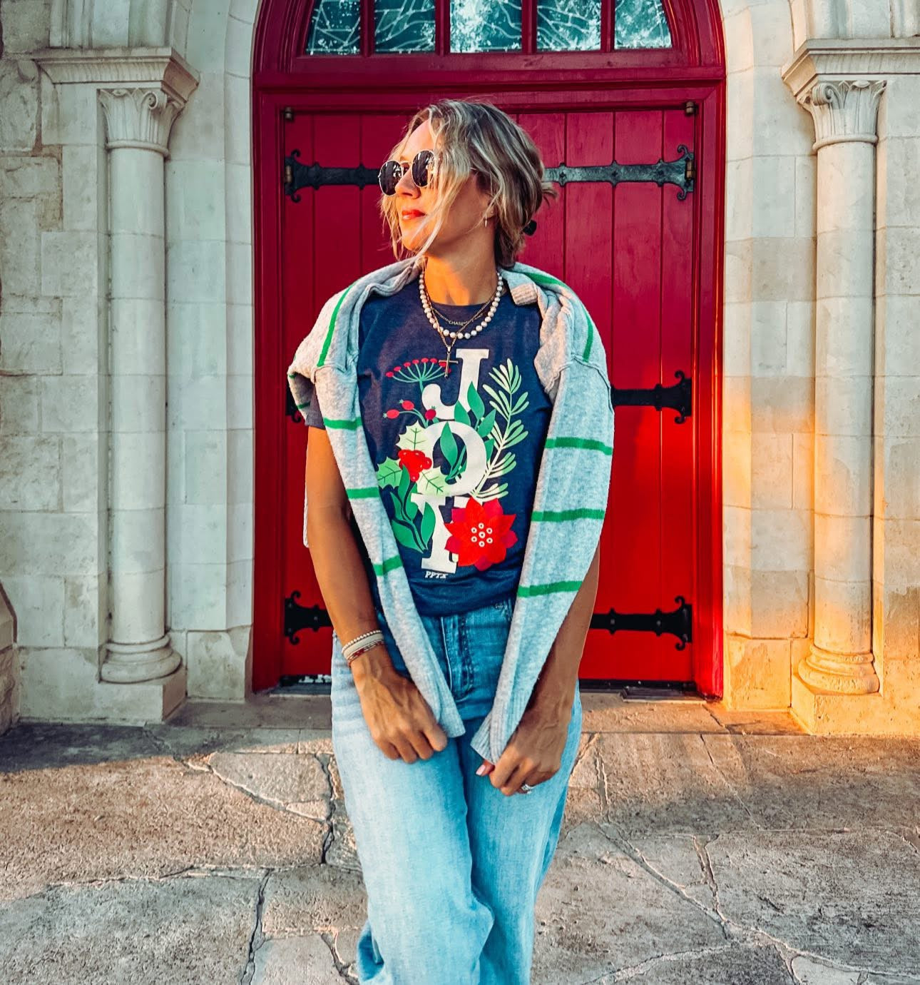 Joy Poinsetta Tee