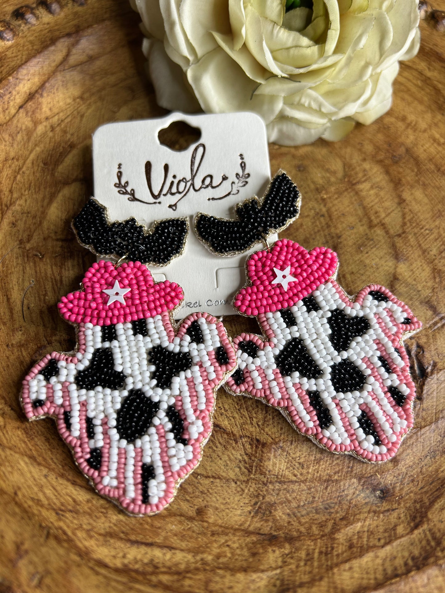 Boujee Cowgirl Ghosts Beaded Earrings