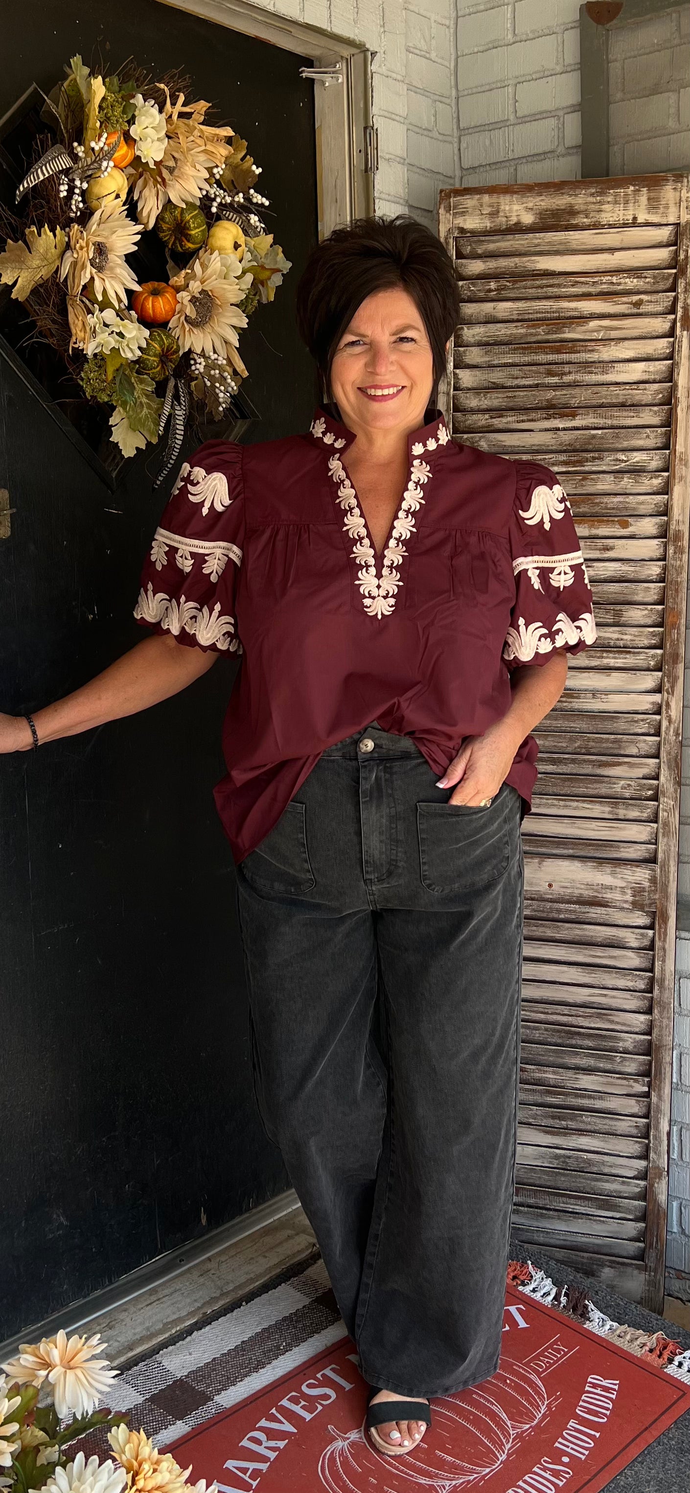 Jasmine Embroidered Curvy Top