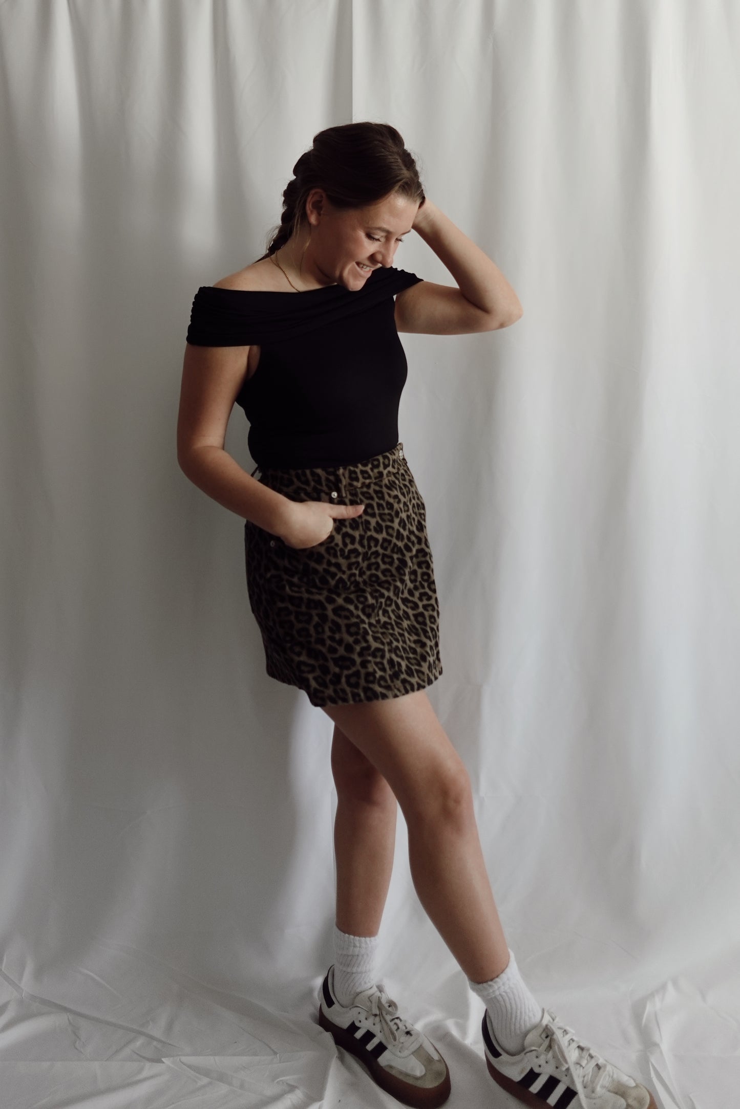 Leopard Denim Skort