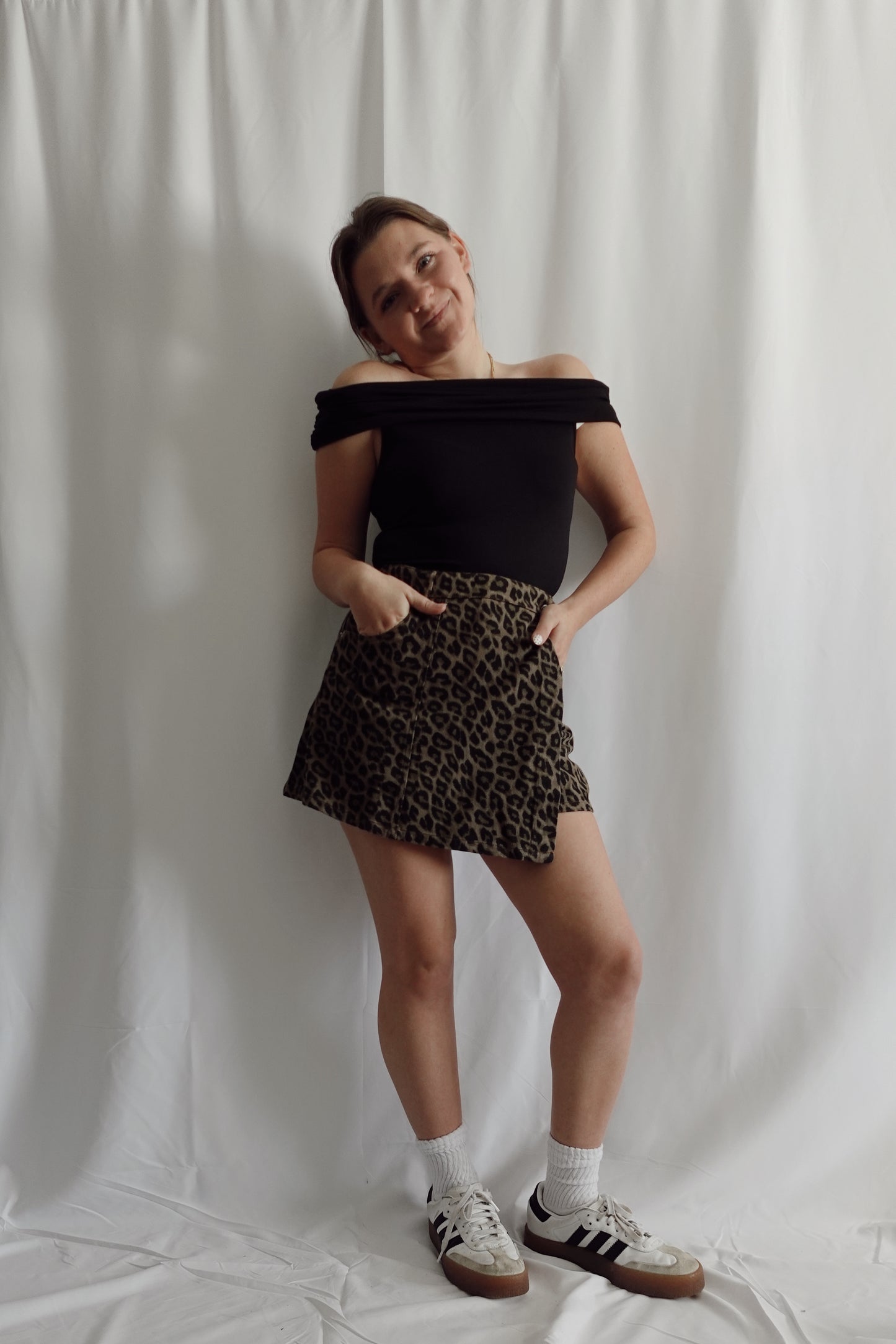 Leopard Denim Skort