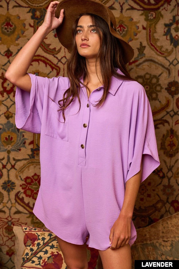 Carrie Collared Oversized Romper