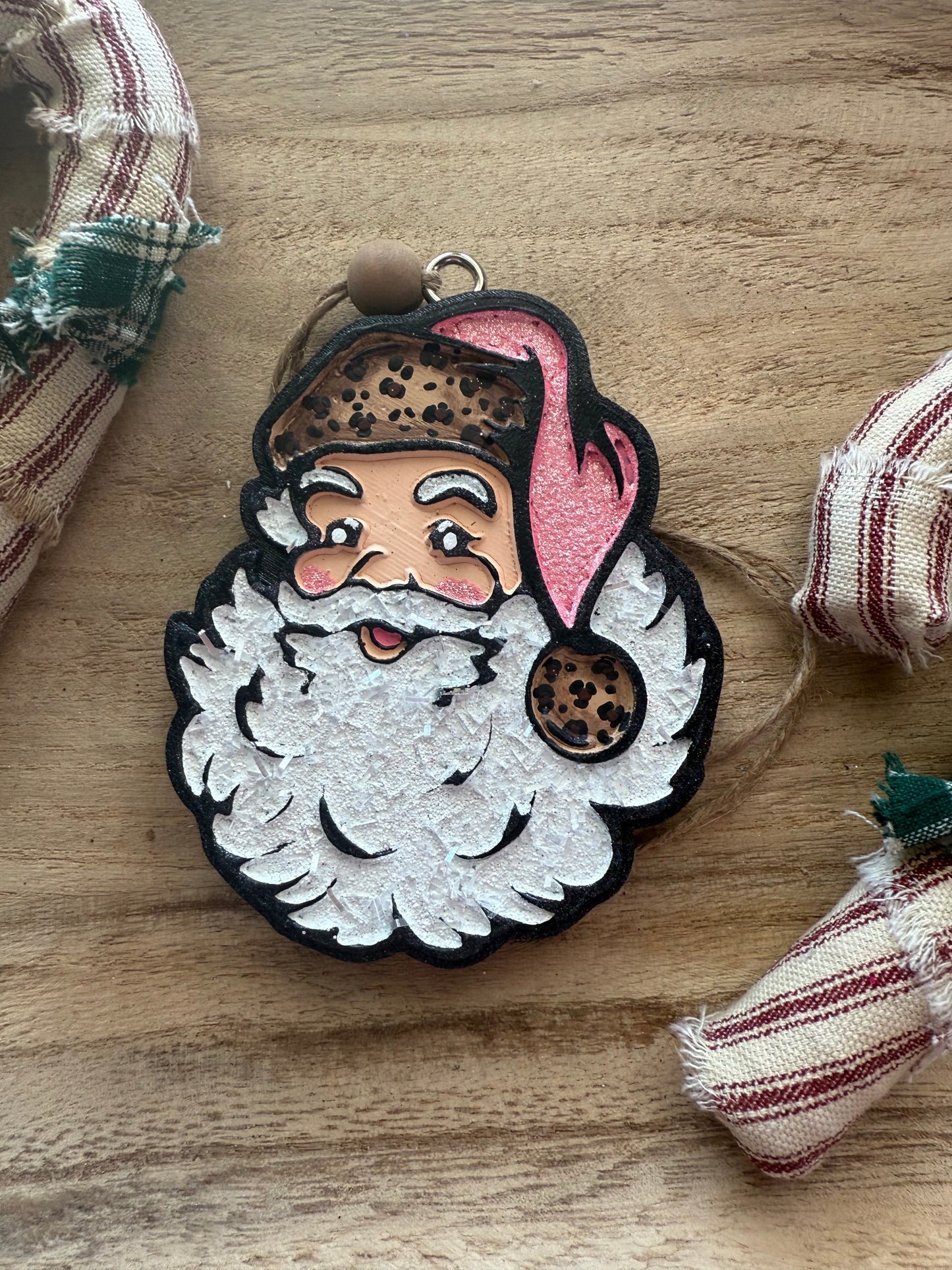 Pink Leopard Santa Freshie