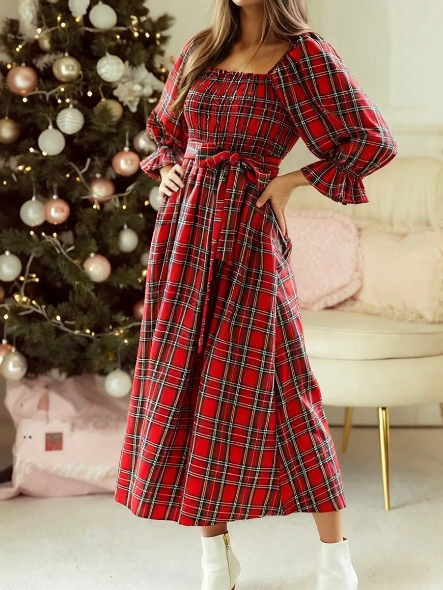 Red Plaid Christmas Dress